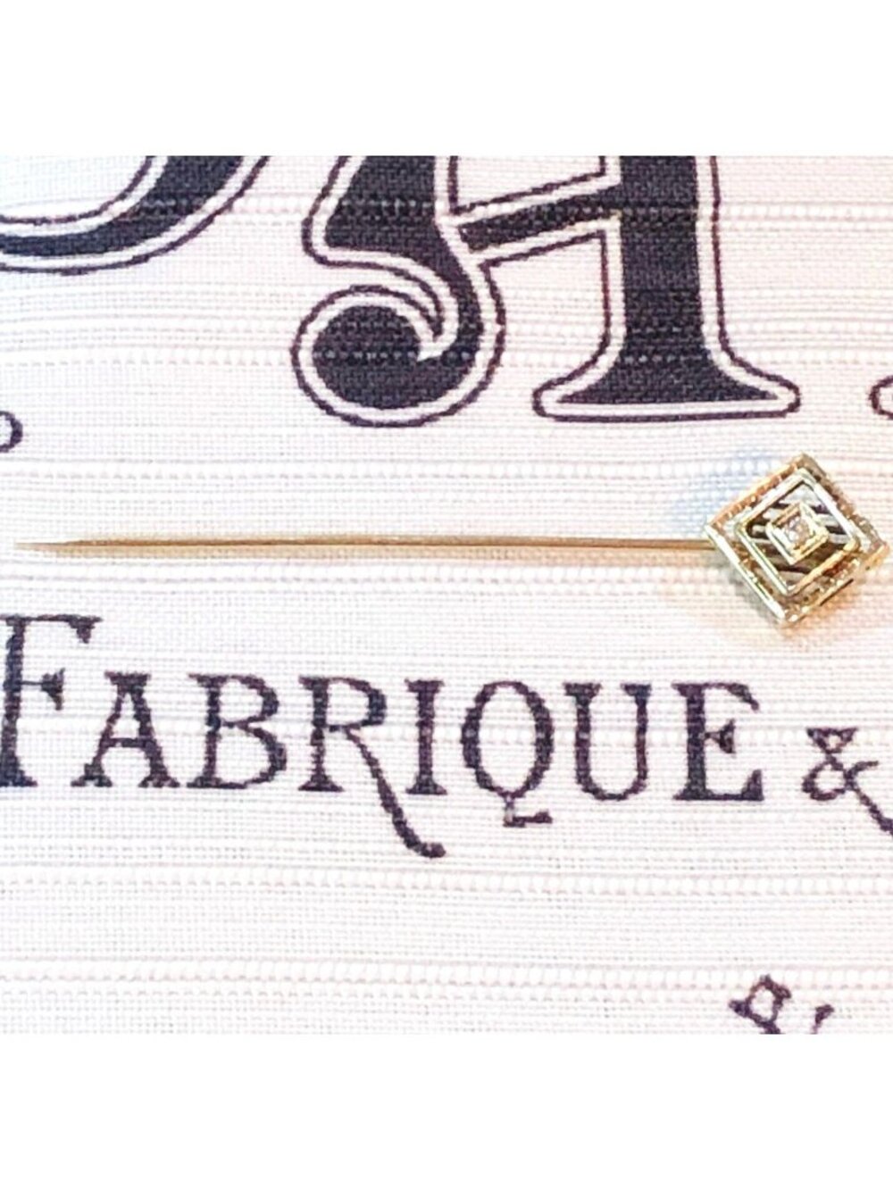 FIX Antique 10K White Gold White Topaz Stick Pin 1.3 Grams